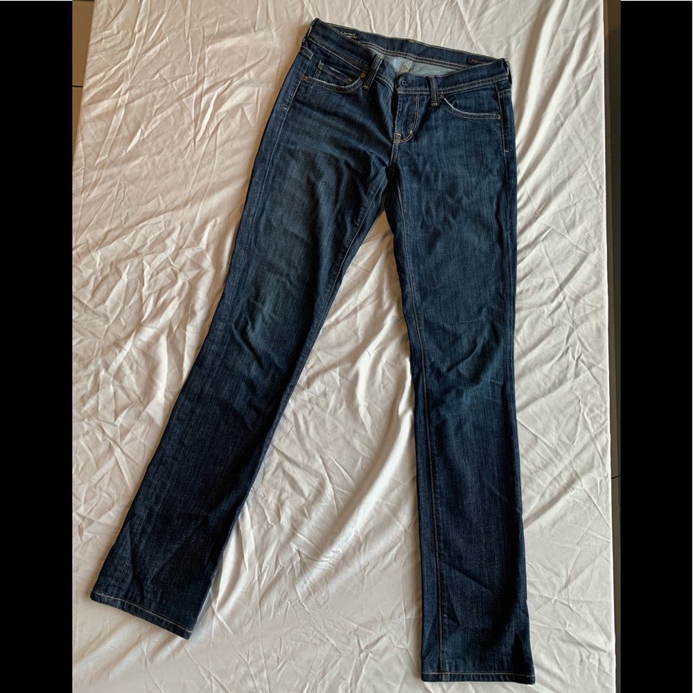 Low cut straight leg jeans by Jerome Dathan